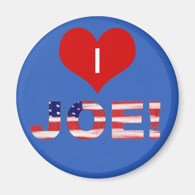 Ich höre JOE! auf Blau mit Flagge Magnet (Vorne)