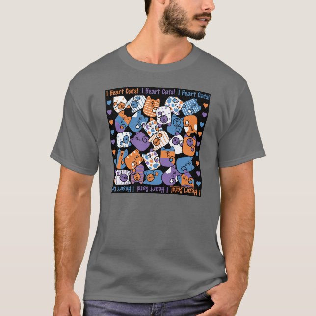 Ich höre Katzen! Collage T-Shirt (Vorderseite)