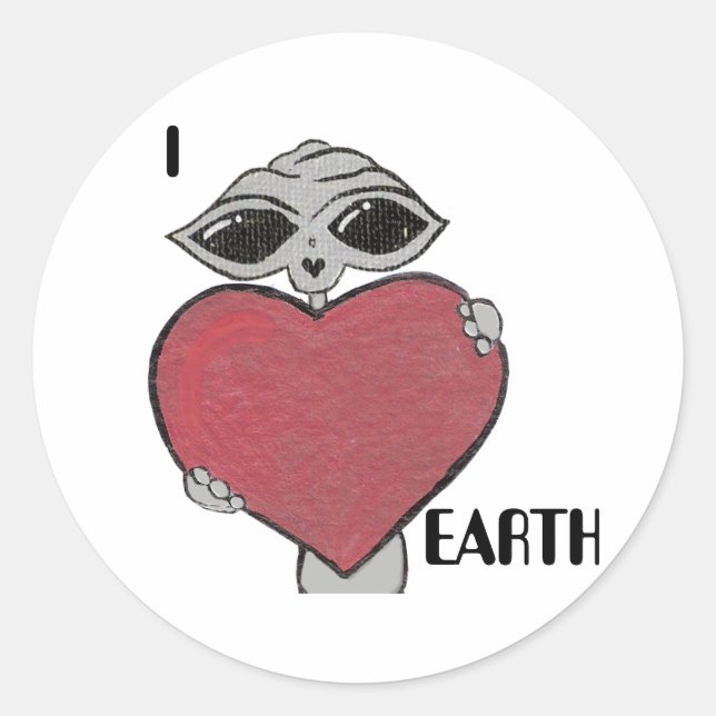 Ich höre Liebe Erde Alien Sticker (Vorderseite)