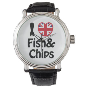Ich höre [Liebe] Fisch und Chips Armbanduhr