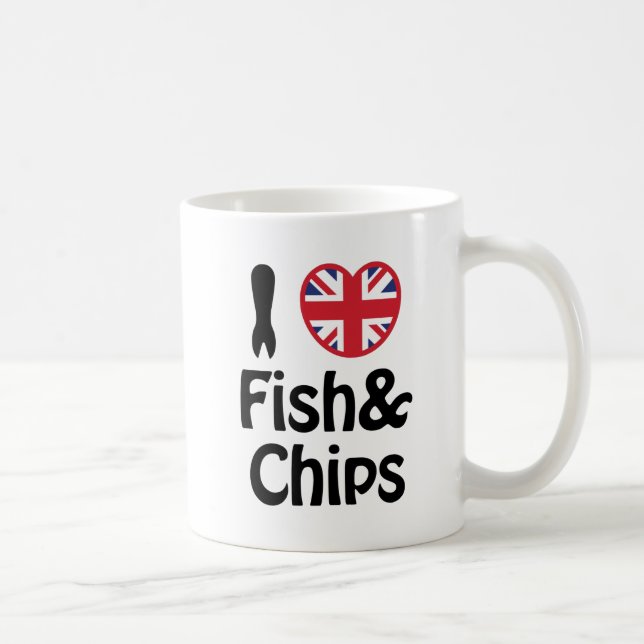 Ich höre [Liebe] Fisch und Chips Kaffeetasse (Rechts)