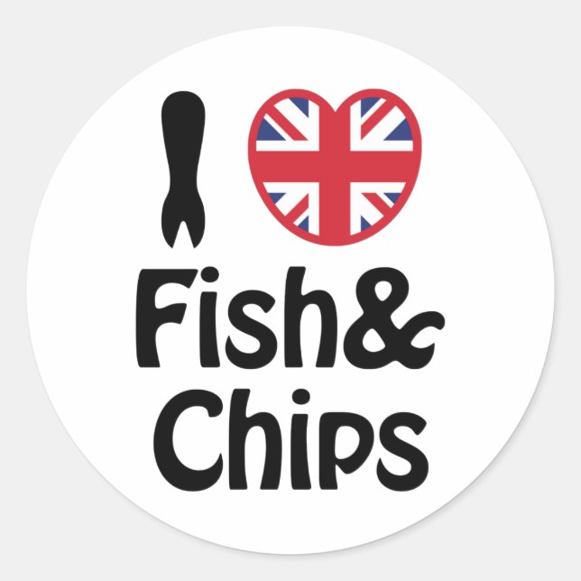 Ich höre [Liebe] Fisch und Chips Runder Aufkleber (Vorderseite)