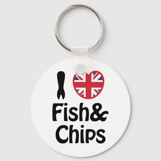 Ich höre [Liebe] Fisch und Chips Schlüsselanhänger (Vorderseite)