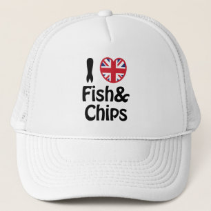 Ich höre [Liebe] Fisch und Chips Truckerkappe