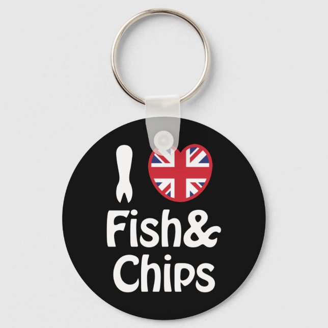 Ich höre [Liebe] Schlüsselanhänger Fisch & Chips (Vorderseite)