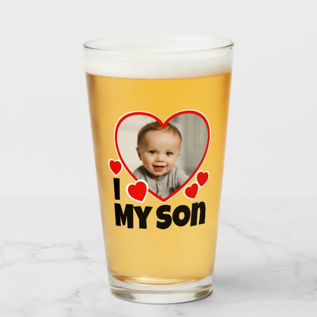 Ich höre mein Sohn Personalisiertes Foto Bier Glas (Vorne (Gefüllt))
