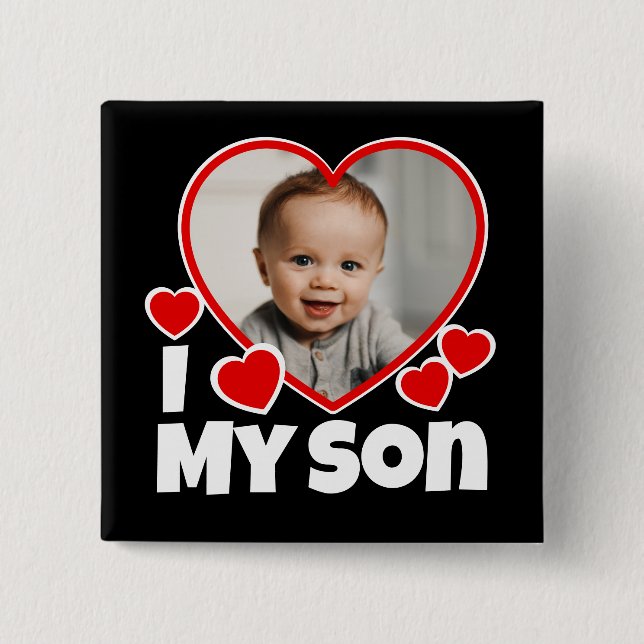 Ich höre mein Sohn Personalisiertes Foto Button (Vorderseite)