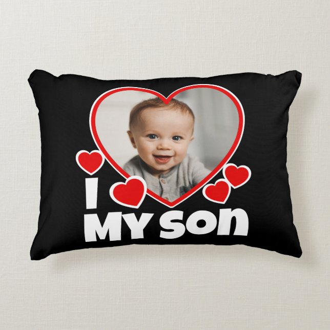 Ich höre mein Sohn Personalisiertes Foto Dekokissen (Vorderseite)