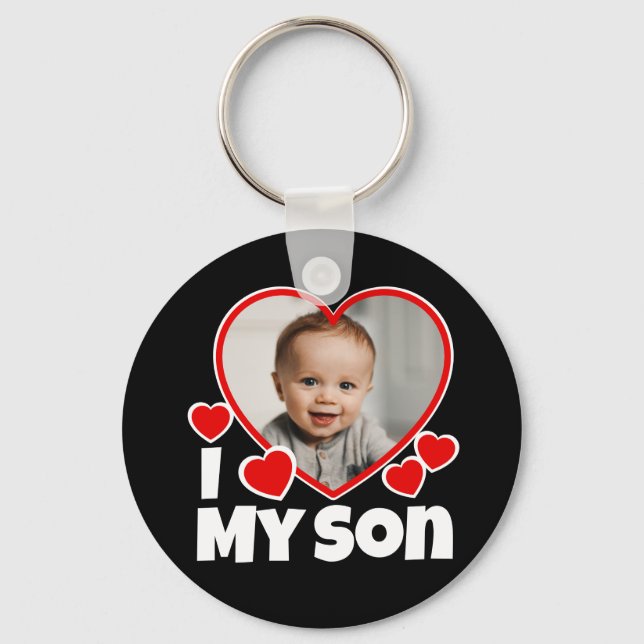 Ich höre mein Sohn Personalisiertes Foto rund Schlüsselanhänger (Vorderseite)