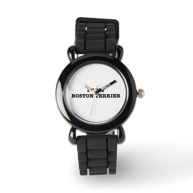 Ich höre meine Boston Terrier Wristwatch Armbanduhr (Vorderseite)
