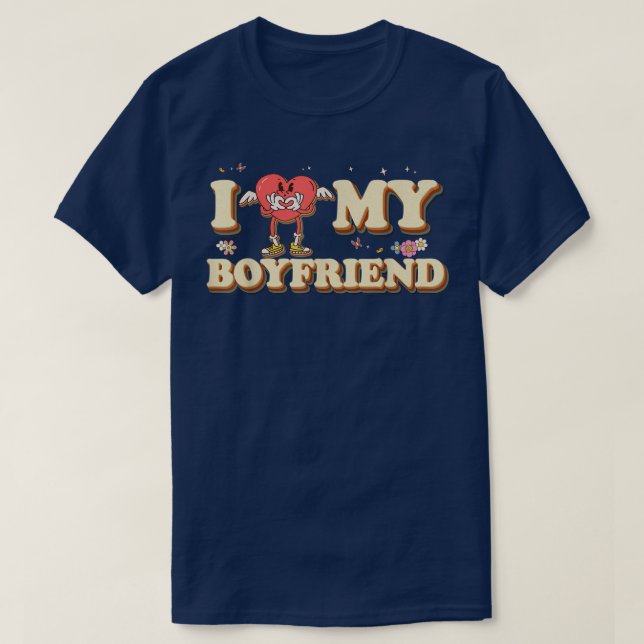 Ich höre meine Freundin Liebe Valentine Groovy Cou T-Shirt (Design vorne)