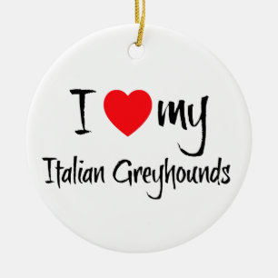 Ich höre meine italienischen Windhunde-Hunde Keramikornament