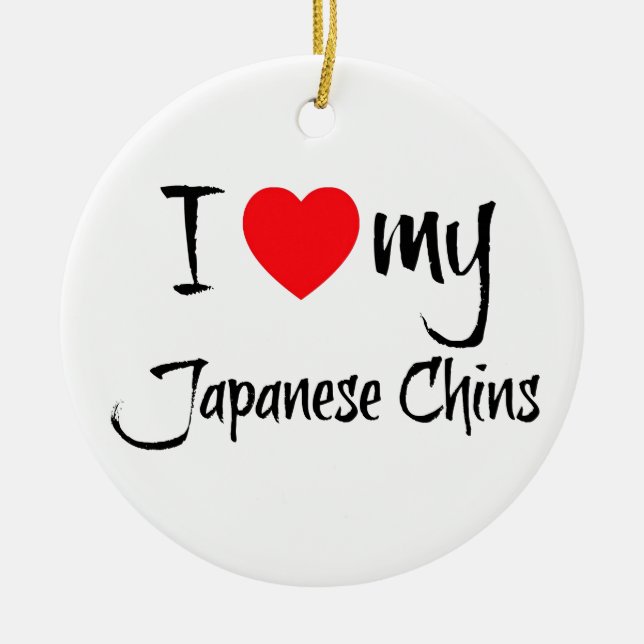 Ich höre meine japanischen Chin-Hunde Keramikornament (Vorne)