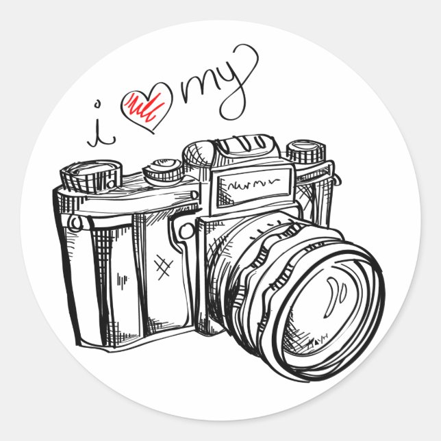 Ich höre meine Kamera Sticker - Schwarz & Weiß (Vorderseite)
