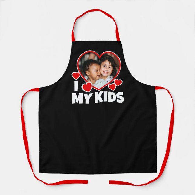 Ich höre meine Kinder Personalisiertes Foto schwar Schürze (Vorderseite)