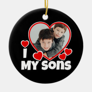 Ich höre meine Söhne Personalisiertes Foto Keramik Ornament