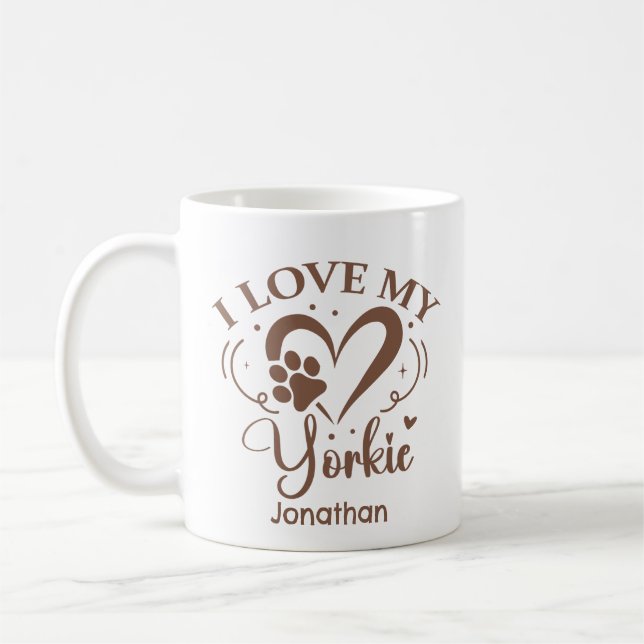 Ich höre meine Yorkie Personalisiert Coffee Tasse (Links)