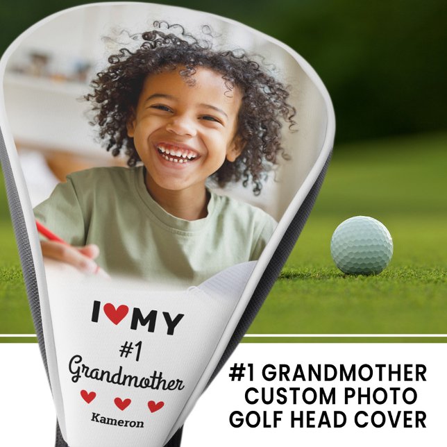 Ich höre meinen 1. Großmutter-Foto-Namen Großkind Golf Headcover (I Heart My #1 Grandmother Photo Name Grandchild Golf Head Cover)