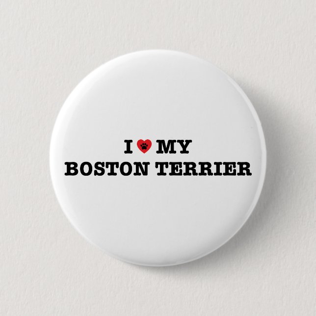 Ich höre meinen Boston Terrier Button (Vorderseite)
