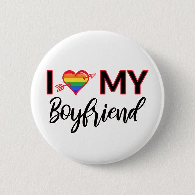 Ich höre meinen Freund Gay Valentines LGBTQ Pride Button (Vorderseite)