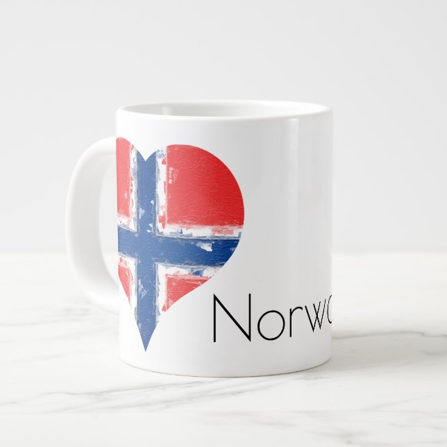 Ich höre Norwegische Flagge Jumbo-Tasse (Vorderseite Links)