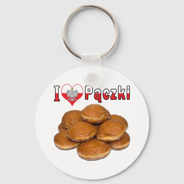 Ich höre Paczki Polnisches Essen Schlüsselanhänger (Vorderseite)