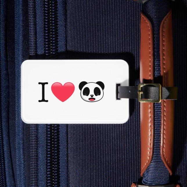 Ich höre Panda auf Weiß Gepäckanhänger (Vorderseite Insitu 4)