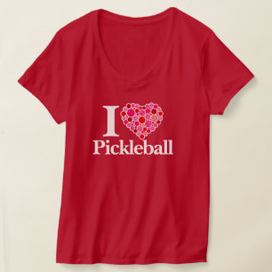 Ich höre Pickleball gefüllt Herz Rosa und Rot T-Shirt