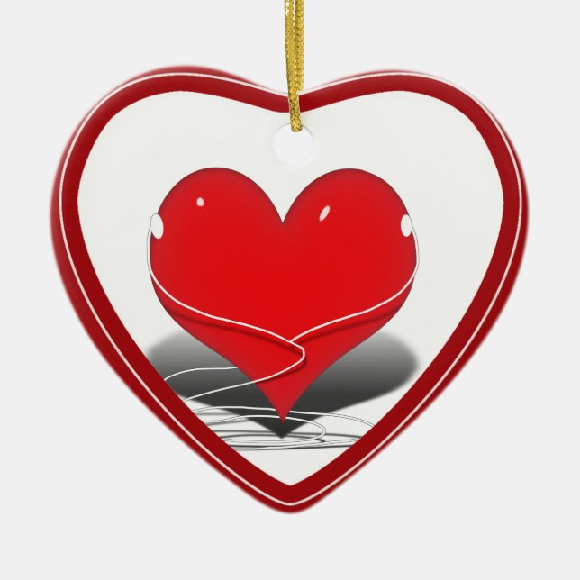 Ich höre (Rotes Herz) Keramikornament (Vorne)