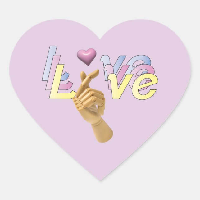 Ich höre Sie Finger Herz-Liebe Sticker (Vorderseite)