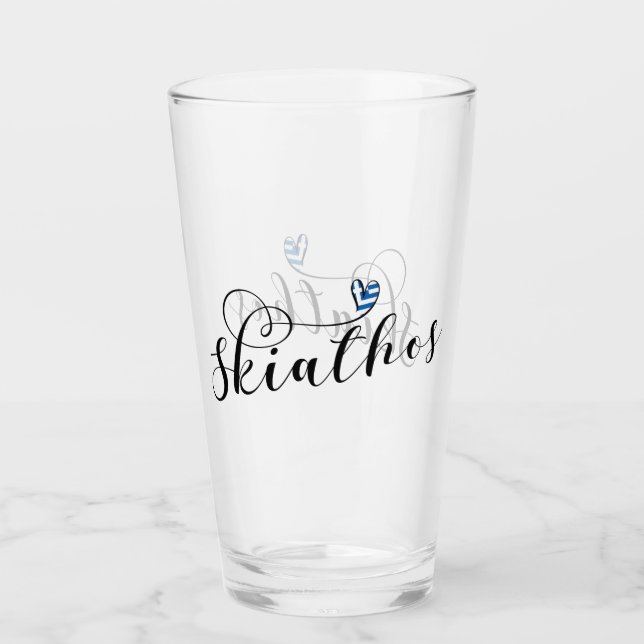 Ich höre Skiathios mit griechischer Flagge Glas (Vorderseite)