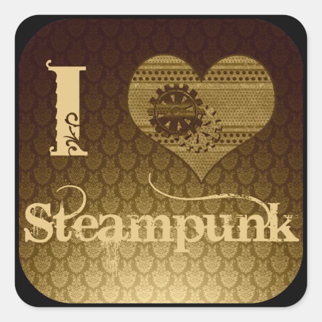 Ich höre Steampunk Quadratischer Aufkleber (Vorderseite)