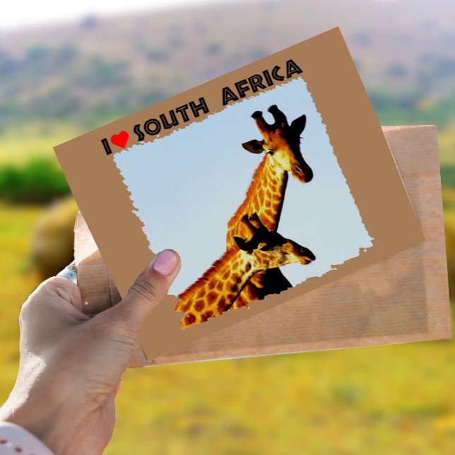 Ich höre Südafrika Blue Sky Giraffen Postkarte (Von Creator hochgeladen)