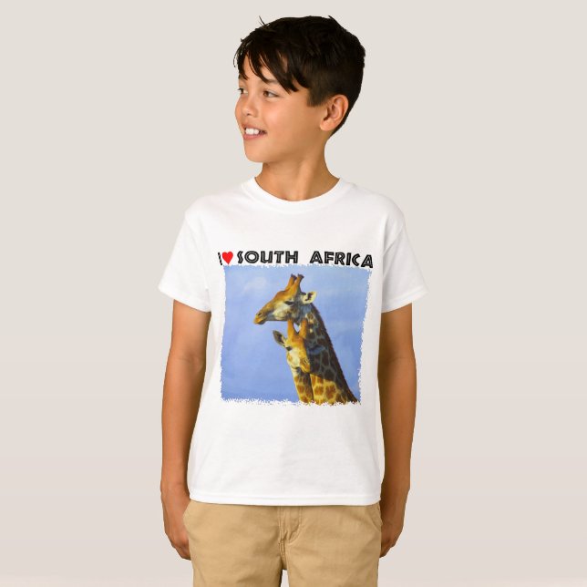 Ich höre Südafrika Blue Sky Giraffen T-Shirt (Vorne ganz)