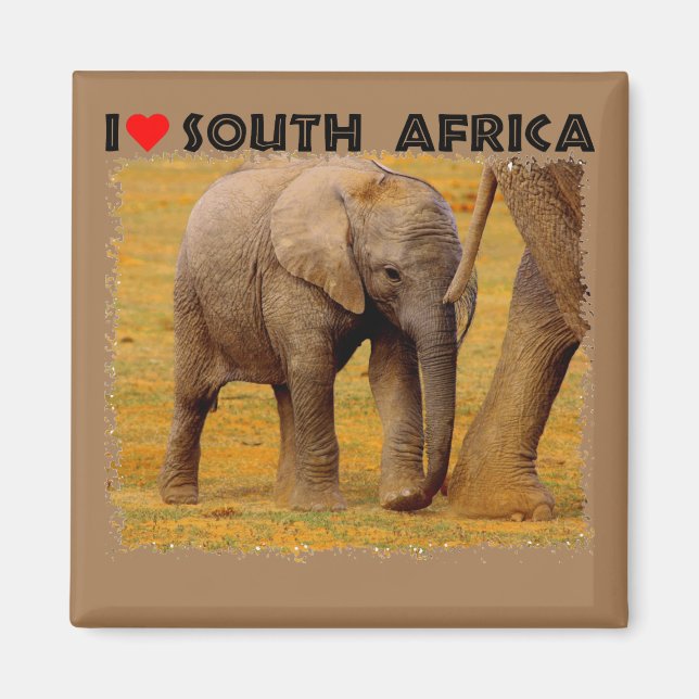 Ich höre Südafrika Elephant calf Magnet (Vorne)