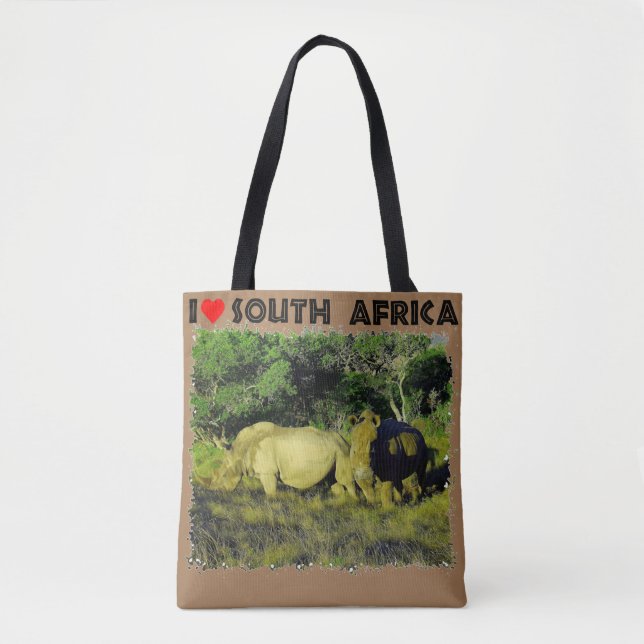 Ich höre Südafrika Rhino Couple Tasche (Vorderseite)