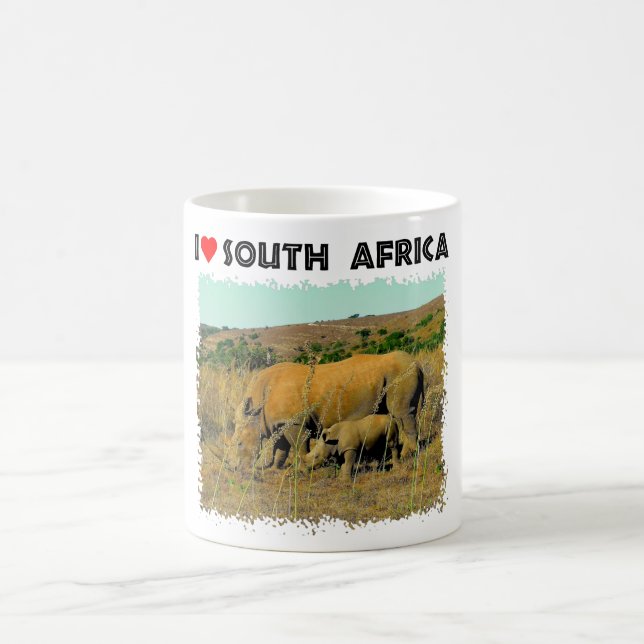 Ich höre Südafrika Rhino unter den Schilden Kaffeetasse (Mittel)