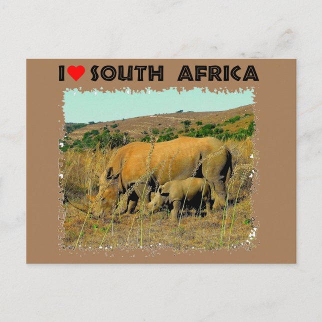 Ich höre Südafrika Rhino unter den Schilden Postkarte (Vorderseite)