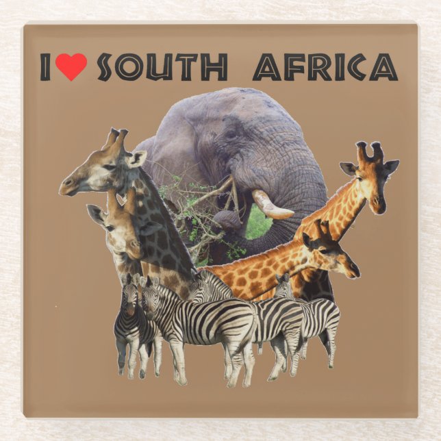 Ich höre Südafrika Wildlife Collage Glasuntersetzer (Vorderseite)