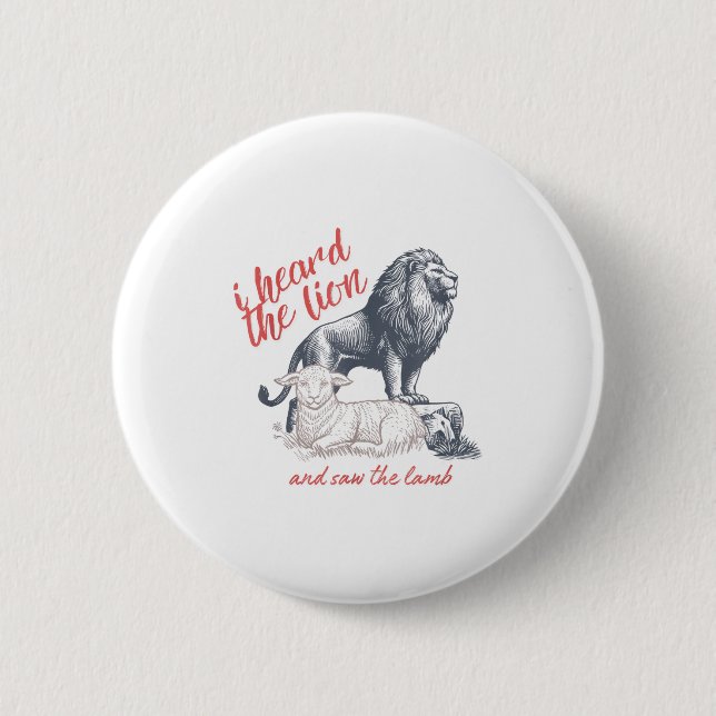 Ich hörte den Löwen und sah das Lamm Schaf Minimal Button (Vorderseite)