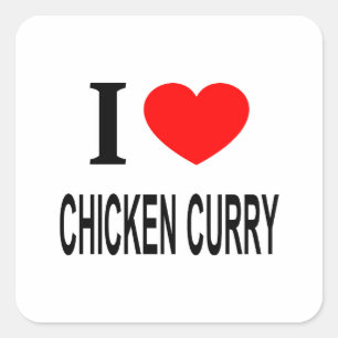 Ich ❤️ HÜHNCHEN-CURRY Ich liebe Hühnchen-Curry Ich Quadratischer Aufkleber
