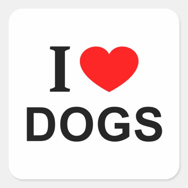 ICH ❤️ HUNDE I LIEBE HUNDE ICH HERZ HUNDE SQUARE S QUADRATISCHER AUFKLEBER (Vorderseite)