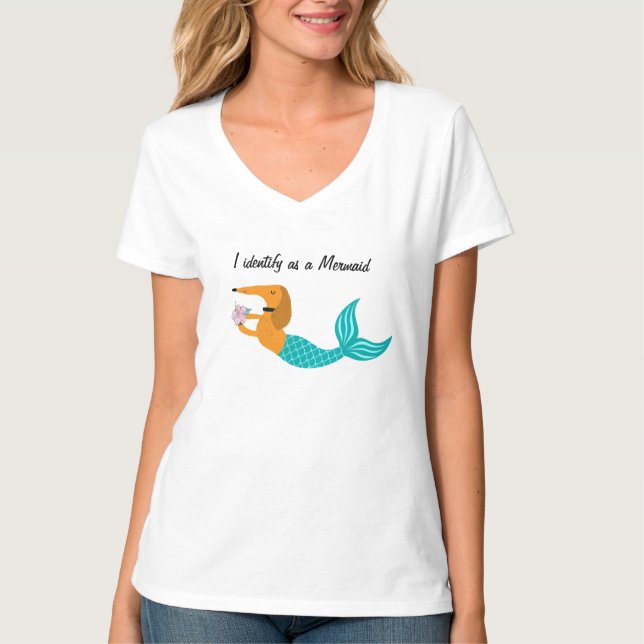 Ich identifiziere mich als Mermaid-Dackel-Shirt T-Shirt (Vorderseite)