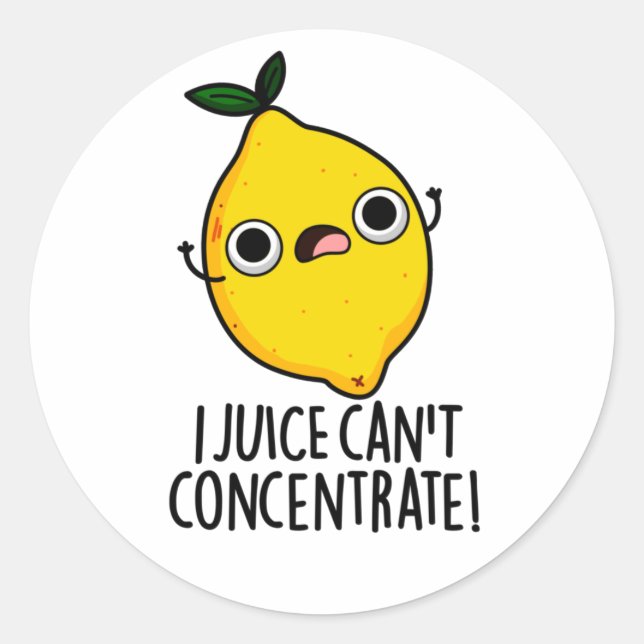 Ich Juice kann den lustigen Lemonpun nicht konzent Runder Aufkleber (Vorderseite)