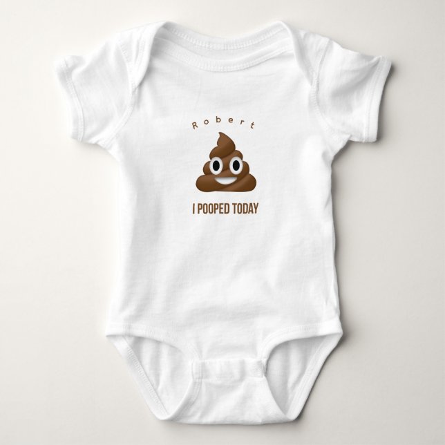 Ich Kackte heute Funny Poo Emoji Personalisiert Baby Strampler (Vorderseite)
