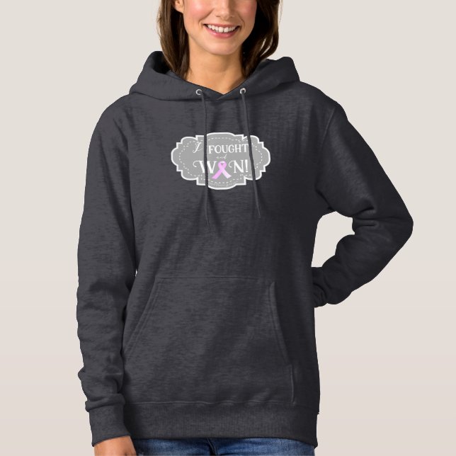Ich kämpfte und gewann | Brustkrebserkrankung Hoodie (Vorderseite)