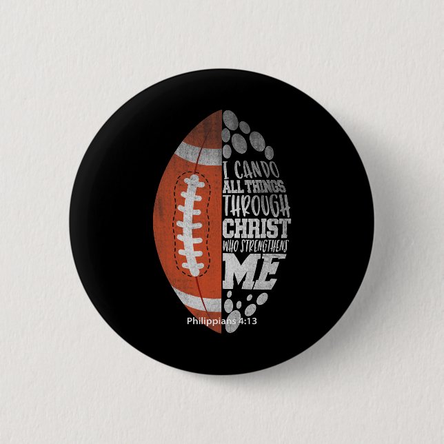 Ich kann alle Dinge durch Christus Fußball Christu Button (Vorderseite)