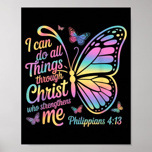 Ich kann alle Dinge durch Christus Schmetterling B Poster (Vorne)
