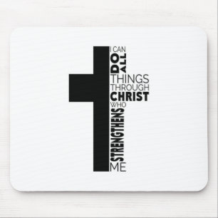 "Ich kann alle Dinge durch Christus tun" Kreuz  Mousepad