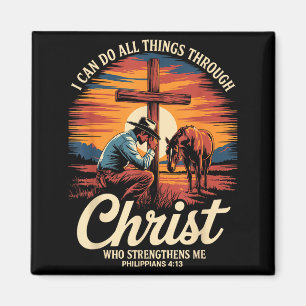 Ich kann alle Dinge durch Cowboy Christia Christus Magnet